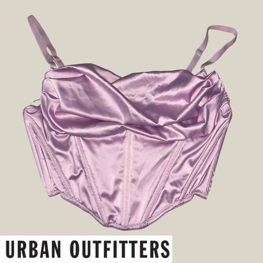 Urban Outfitters Lexi Satin Cowl Corset Top in Pink (M)